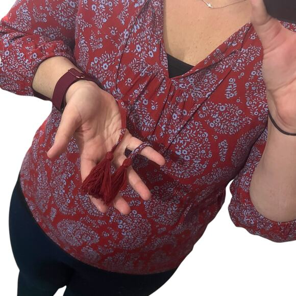 Skies Are Blue (S) Padenia Tassel Detail Split Neck Top - Stitch Fix Blouse - Picture 11 of 13